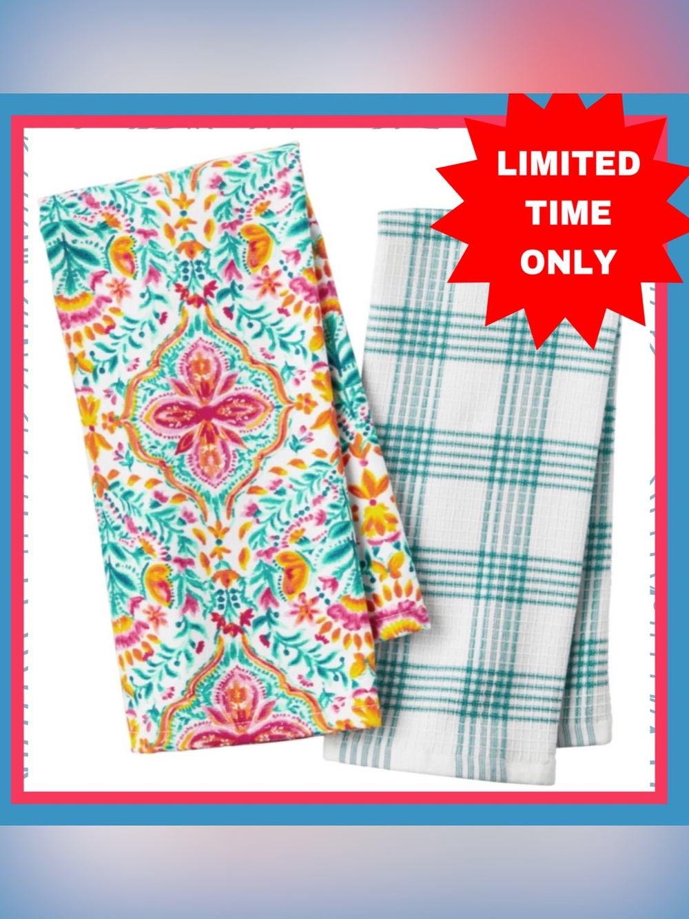 🔥SALE🔥 Set of 2 Pioneer Woman Kitchen Towels 💯 Cotton Beautifully Vibrant